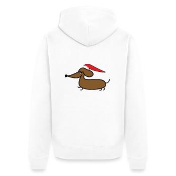 Teckel avec Bonnet de Noel - Veste à capuche bio Premium Unisexe - blanc - Dos - Thijin (182cm)