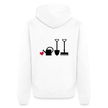 Gärtnerherz2 - Unisex Premium Organic Zip Hoodie - white - Back - Thijin (182cm)