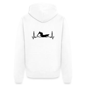 Herzschlag Surfen surfer Ich liebe Surfen - Unisex Premium Bio Zip Hoodie - Weiß - Hinten - Thijin (182cm)