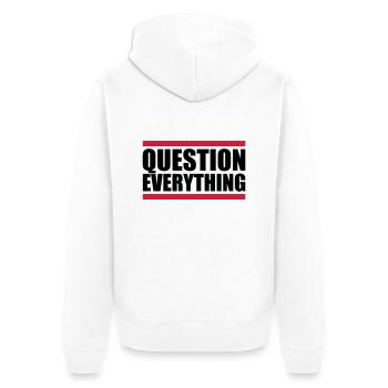 Balken Question Everything - Unisex Premium Bio Zip Hoodie - Weiß - Hinten - Thijin (182cm)