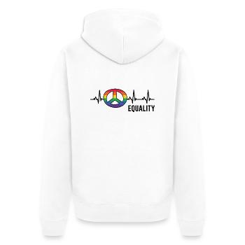 Herzschlag Schwul Regenbogen Peace Equality - Unisex Premium Bio Zip Hoodie - Weiß - Hinten - Thijin (182cm)