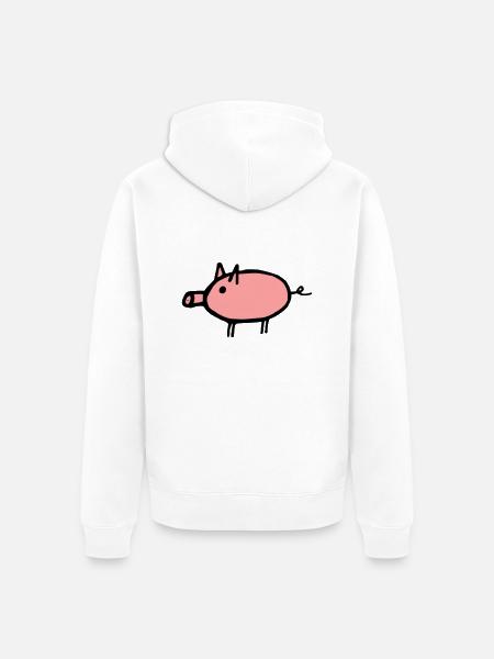 Pig - Unisex Premium Organic Zip Hoodie - white