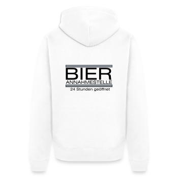 Bier-Annahmestelle - Unisex Premium Bio Zip Hoodie - Weiß - Hinten - Thijin (182cm)