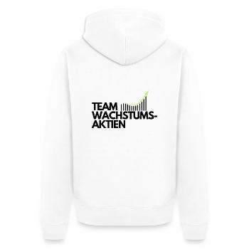 Team Wachstumsaktien - Unisex Premium Bio Zip Hoodie - Weiß - Hinten - Thijin (182cm)