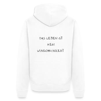 Das Leben ist kein Wunschkonzert - Unisex Premium Bio Zip Hoodie - Weiß - Hinten - Thijin (182cm)