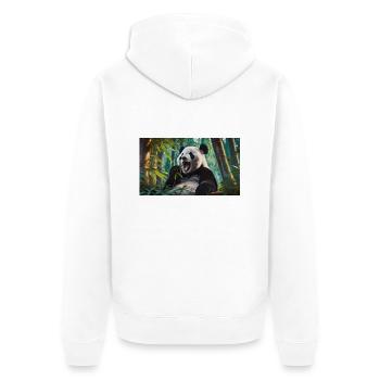 Cute animals chilling – panda eating bamboo forest - Unisex Premium Organic Zip Hoodie - white - Back - Thijin (182cm)
