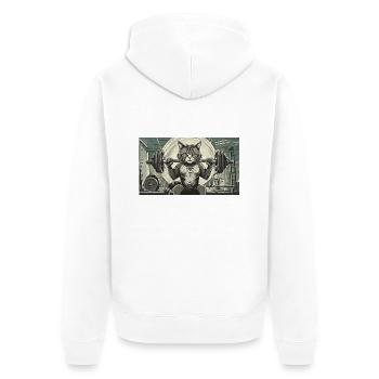 Pun ambiguous german expression - Muskelkater - Unisex Premium Organic Zip Hoodie - white - Back - Thijin (182cm)
