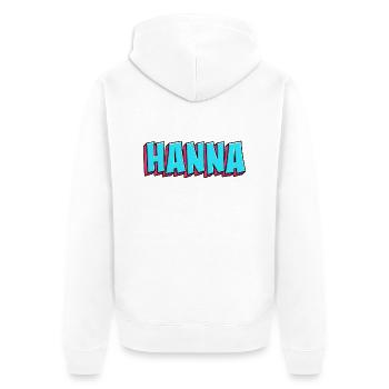 Namen Motiv: Hanna - Unisex Premium Bio Zip Hoodie - Weiß - Hinten - Thijin (182cm)