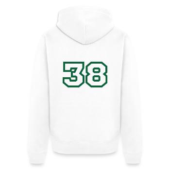 Number 38 green sport - Unisex Premium Organic Zip Hoodie - white - Back - Thijin (182cm)