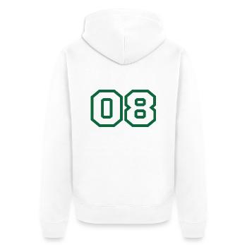 Numéro 8 sport vert - Veste à capuche bio Premium Unisexe - blanc - Dos - Thijin (182cm)