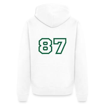 Number 87 sport - Unisex Premium Organic Zip Hoodie - white - Back - Thijin (182cm)