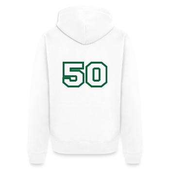 Numéro 50 sport vert - Veste à capuche bio Premium Unisexe - blanc - Dos - Thijin (182cm)