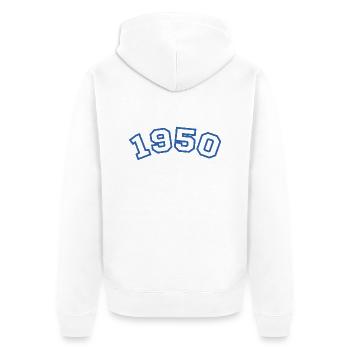 1950 Sport Blue - Unisex Premium Organic Zip Hoodie - white - Back - Thijin (182cm)
