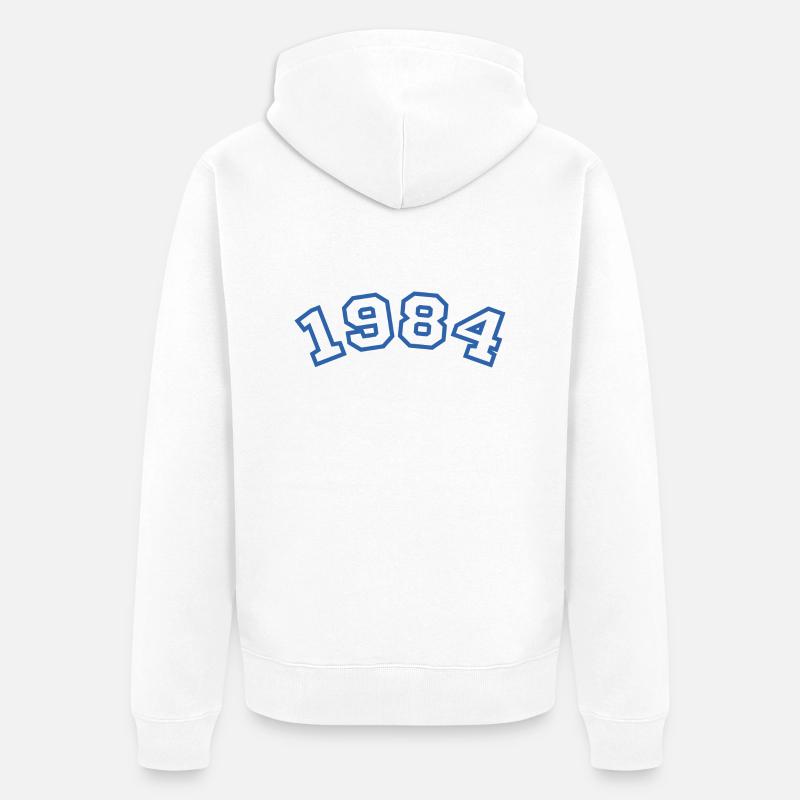 1984 bleu sport - Veste à capuche bio Premium Unisexe - blanc