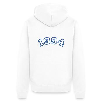 1994 Sport Blau - Unisex Premium Bio Zip Hoodie - Weiß - Hinten - Thijin (182cm)