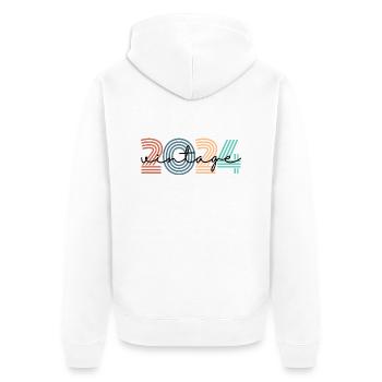 2024 Vintage Retro - Unisex Premium Bio Zip Hoodie - Weiß - Hinten - Thijin (182cm)
