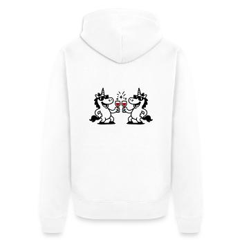 Einhorn Weinglas Party - Unisex Premium Bio Zip Hoodie - Weiß - Hinten - Thijin (182cm)