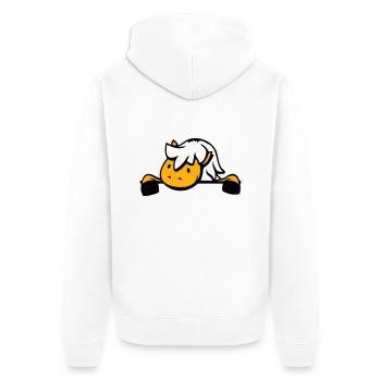 Pferd hinter Zaun versteckt Mauer Stalltür Pony - Unisex Premium Bio Zip Hoodie - Weiß - Hinten - Thijin (182cm)