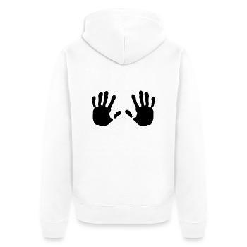 haende, Hand - Unisex Premium Bio Zip Hoodie - Weiß - Hinten - Thijin (182cm)
