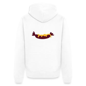 Wurst mit Senf / sausage with mustard (2c) - Unisex Premium Organic Zip Hoodie - white - Back - Thijin (182cm)