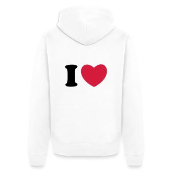 I love - I heart - I Herz - Unisex Premium Bio Zip Hoodie - Weiß - Hinten - Thijin (182cm)