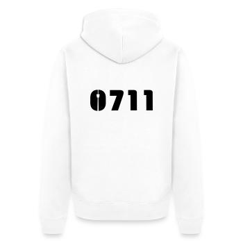 Baby-Mütze Stuttgart-0711 - Unisex Premium Bio Zip Hoodie - Weiß - Hinten - Thijin (182cm)