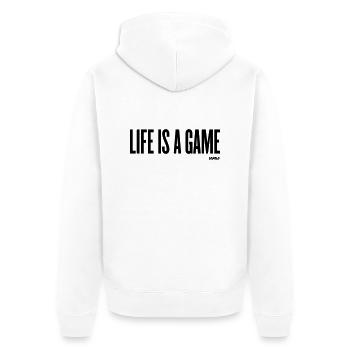 la vie est un jeu par wam - Veste à capuche bio Premium Unisexe - blanc - Dos - Thijin (182cm)