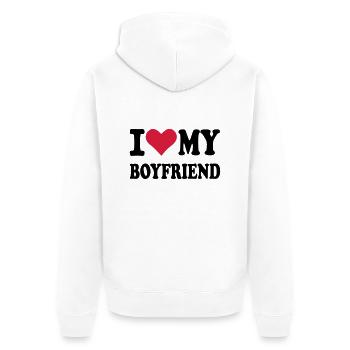 Boyfriend - Freund - Unisex Premium Bio Zip Hoodie - Weiß - Hinten - Thijin (182cm)