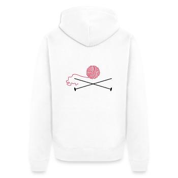 Wollknäuel mit Nadeln / wool 'n knitting needle ( - Unisex Premium Bio Zip Hoodie - Weiß - Hinten - Thijin (182cm)