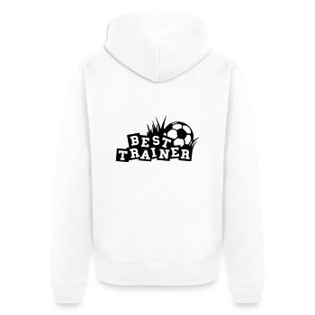 Best Trainer - Unisex Premium Bio Zip Hoodie - Weiß - Hinten - Thijin (182cm)
