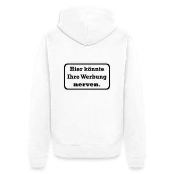 Werbung - Unisex Premium Bio Zip Hoodie - Weiß - Hinten - Thijin (182cm)