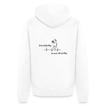 Dein Hufschlag - Unisex Premium Bio Zip Hoodie - Weiß - Hinten - Thijin (182cm)