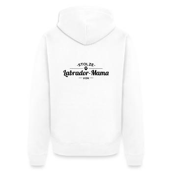 Labrador-Mama Wunschname - Unisex Premium Bio Zip Hoodie - Weiß - Hinten - Thijin (182cm)
