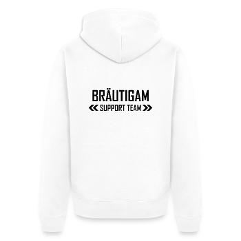 Bräutigam Support Team - Unisex Premium Bio Zip Hoodie - Weiß - Hinten - Thijin (182cm)