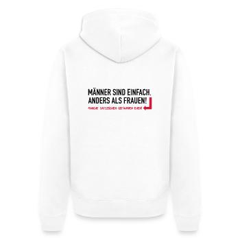 Männer sind einfach anders als Frauen - Unisex Premium Bio Zip Hoodie - Weiß - Hinten - Thijin (182cm)