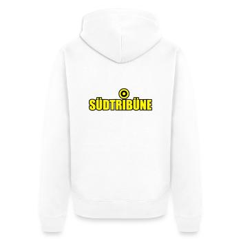Südtribüne Dortmund - Unisex Premium Bio Zip Hoodie - Weiß - Hinten - Thijin (182cm)