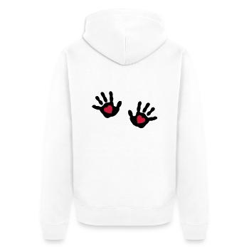 Bébé mains - cœur - Veste à capuche bio Premium Unisexe - blanc - Dos - Thijin (182cm)