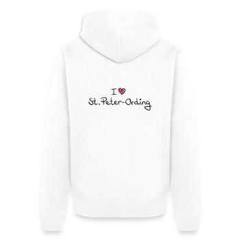 i_love_st_peter_ording__f2 - Unisex Premium Organic Zip Hoodie - white - Back - Thijin (182cm)