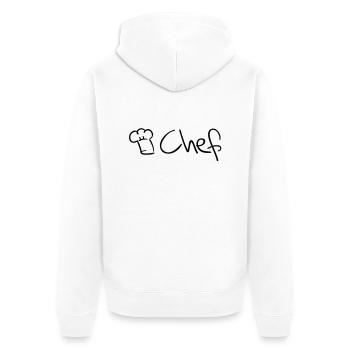 chef_koch___f1 - Unisex Premium Bio Zip Hoodie - Weiß - Hinten - Thijin (182cm)