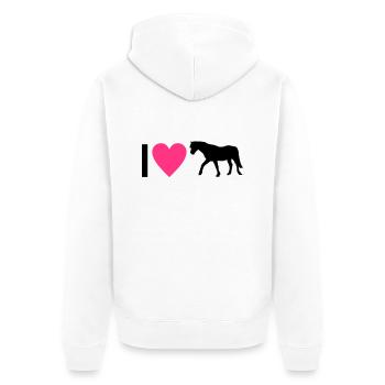 Pferd - Unisex Premium Bio Zip Hoodie - Weiß - Hinten - Thijin (182cm)