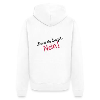 bevor_du_fragst_nein__f2 - Unisex Premium Bio Zip Hoodie - Weiß - Hinten - Thijin (182cm)