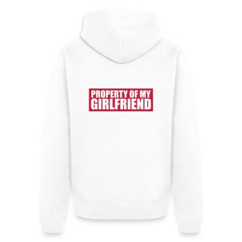 bouclier avertissement attention note propriété de ma fille - Veste à capuche bio Premium Unisexe - blanc - Dos - Thijin (182cm)