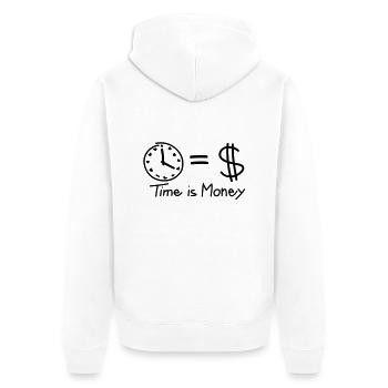 time_is_money_f1 - Unisex Premium Bio Zip Hoodie - Weiß - Hinten - Thijin (182cm)