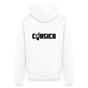 Korsika-Logo - Unisex Premium Bio Zip Hoodie - Weiß - Hinten - Thijin (182cm)