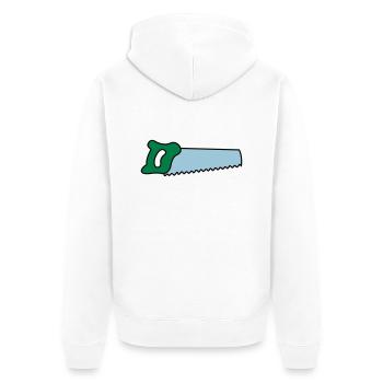 säge - Unisex Premium Bio Zip Hoodie - Weiß - Hinten - Thijin (182cm)
