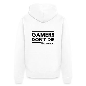 Gamers don't die they respawn - Unisex Premium Organic Zip Hoodie - white - Back - Thijin (182cm)