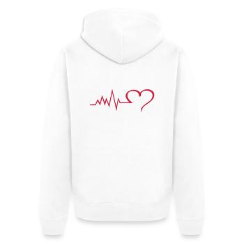heartbeat - Unisex Premium Bio Zip Hoodie - Weiß - Hinten - Thijin (182cm)