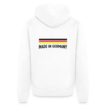 made_in_germany_f3 - Unisex Premium Bio Zip Hoodie - Weiß - Hinten - Thijin (182cm)