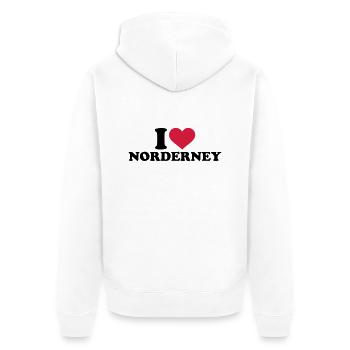 Norderney - Unisex Premium Bio Zip Hoodie - Weiß - Hinten - Thijin (182cm)