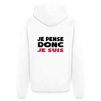 je pense donc je suis charlie - Unisex Premium Organic Zip Hoodie - white - Back - Thijin (182cm)